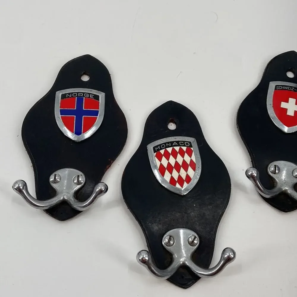 Vintage Skiing leather wall hooks